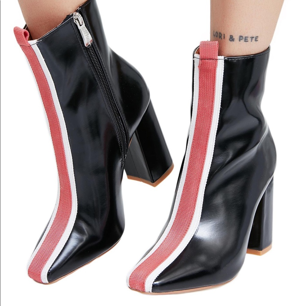 Dolls Kill White & red stripe boots